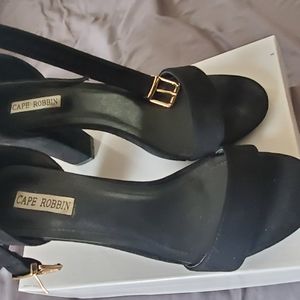 Women's black heels with strap